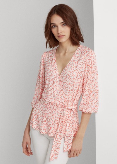 Women's Ralph Lauren Floral Faux-Wrap Jersey Tops | 512940RBA